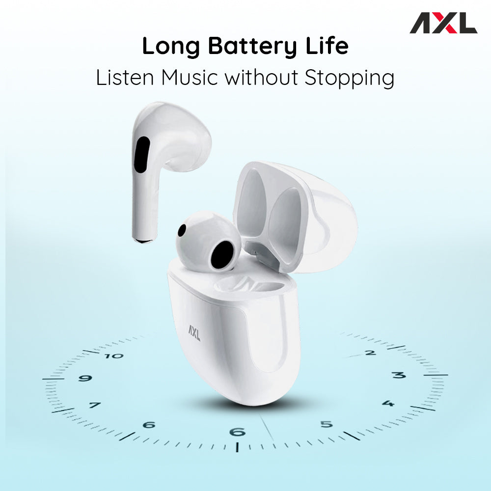 AXL Epic True Wireless Earbuds IPX5 Water Resistant, Voice Assistant Bluetooth Headset  (White, True Wireless)