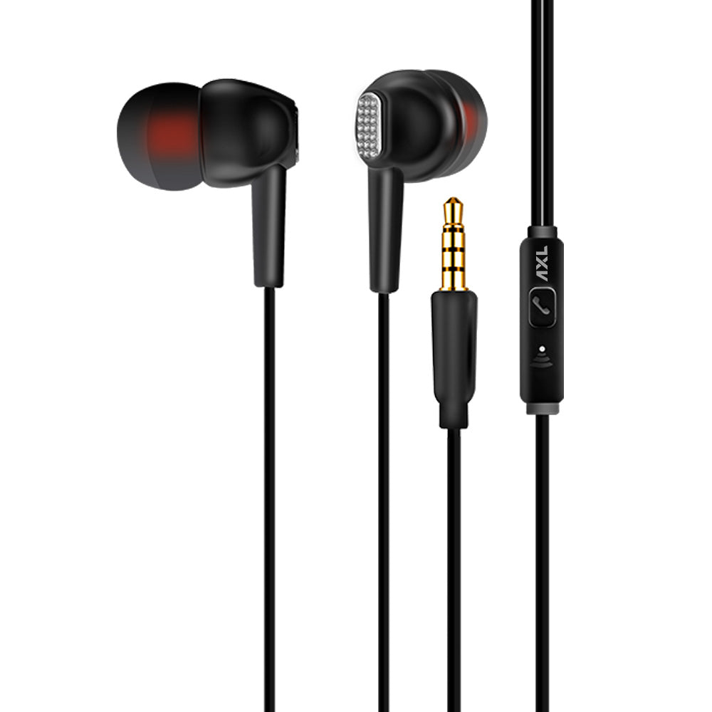 AXL EP 21 In Ear Wired Earphone Heavy Bass with in Line mic Ergonomic Design Black White