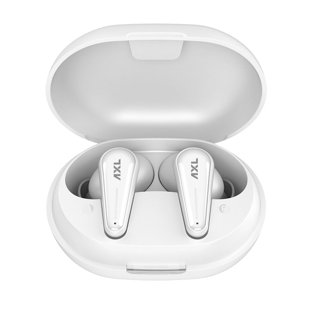 AXL EB05 Alpha TWS Earbuds with 20 Hours Total Playtime, BT 5.0 Dual Pairing, Passive Noise Cancellation and Lightweight Earphones (Black/White)