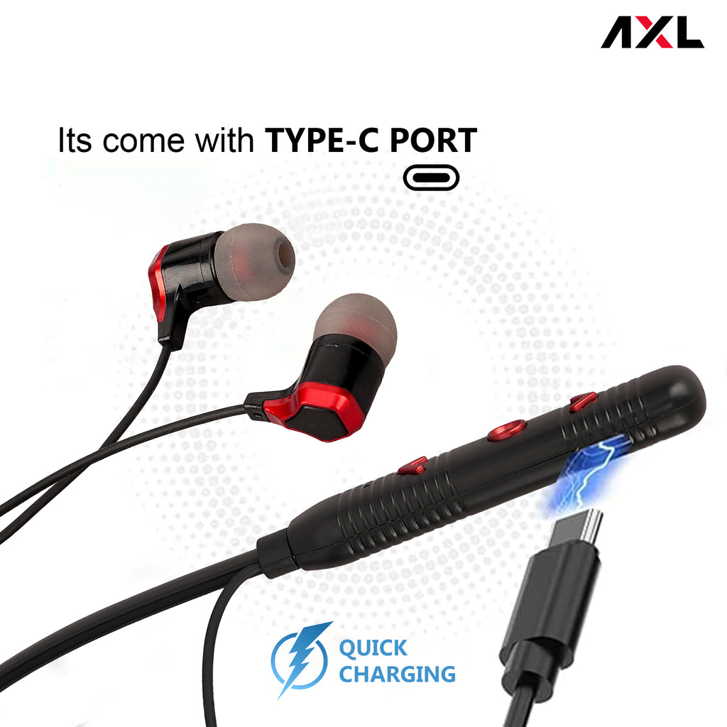 AXL Echo Wireless Neckband with Up to 25 Hour Playtime & Crystal Clear Voice Quality with Magnetic Earbuds for Convenience Built-in Mic Flexibility at its Core Blue/Red