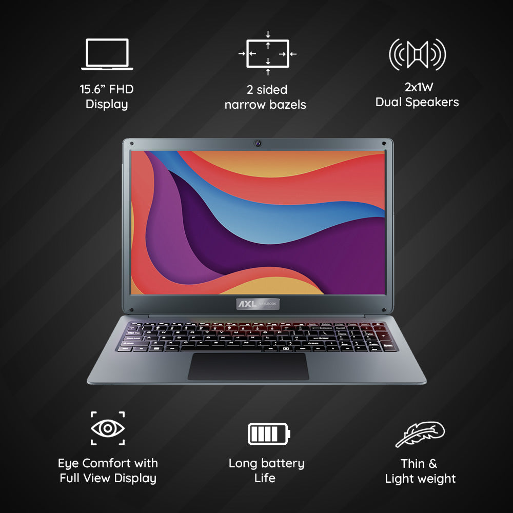 AXL Laptop (Vayu Book) Intel® Celeron Newly Launched Thin & Light | 15.6 Inch HD Display (4GB/256GB SSD | 1920*1080 FHD IPS | HD Gemini Lake N4020 | Windows 11 Home | UHD Graphics 600 | Space Grey