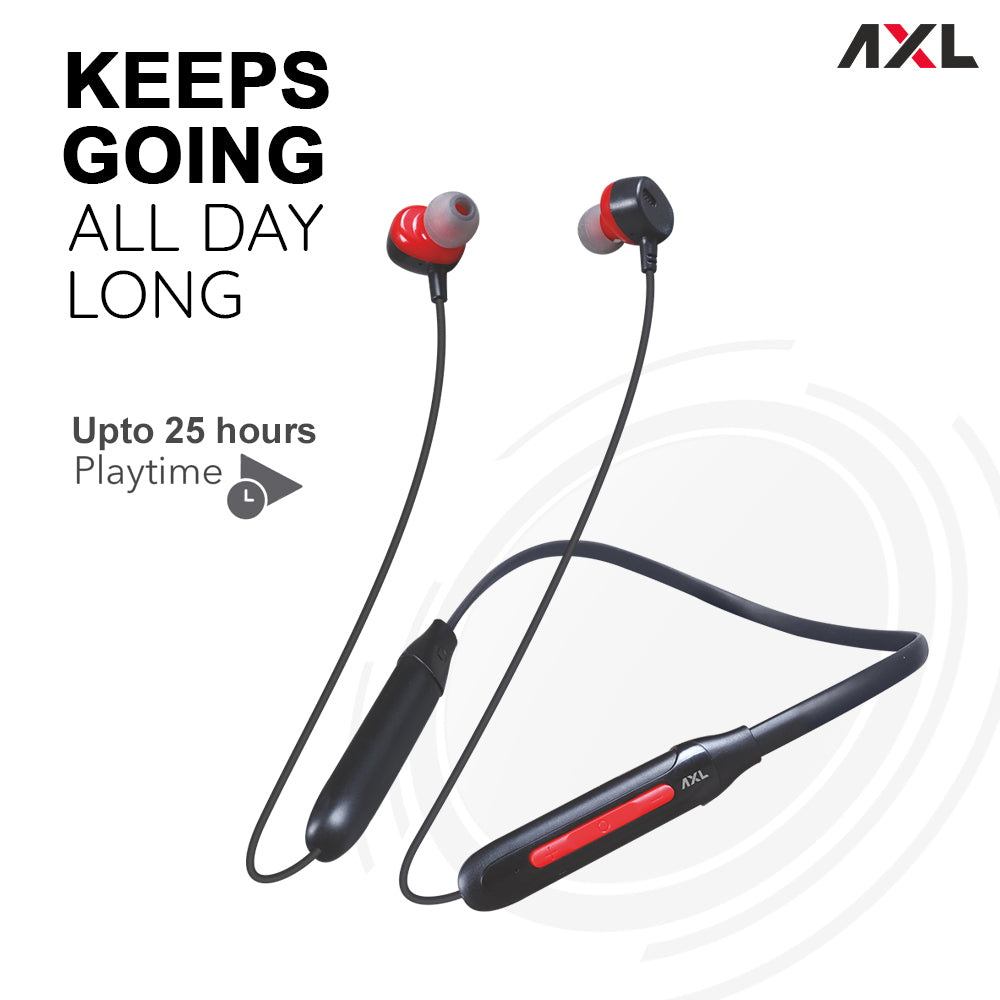 AXL NB10 GEM Bluetooth 5.0 Wireless Headphones with 25 Hours Playback Bluetooth Headset  (Black, In the Ear)