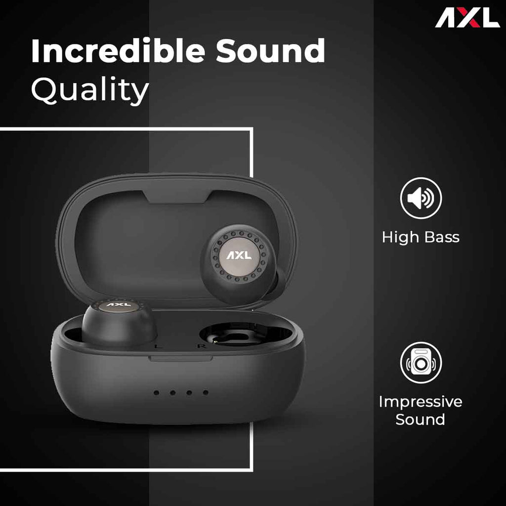 AXL A12J Bluetooth Truly Wireless in-Ear Earbuds with Mic (Black)