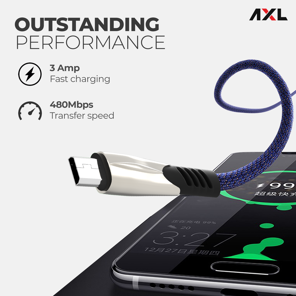 ACB030M Micro USB Flat Braided Charging & Sync Data Cables