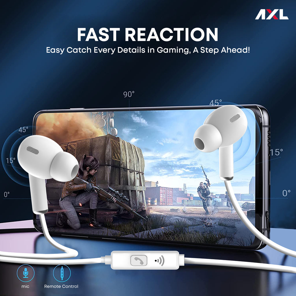 AXL AEP-15 In-Ear Wired Earphone with HD Sound Quality & Deep Bass (Black/White)
