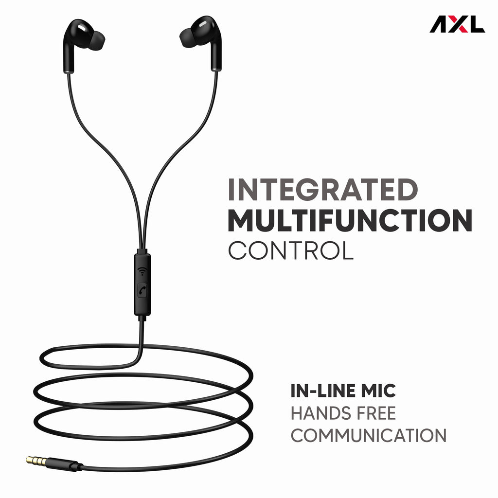 AXL AEP-15 In-Ear Wired Earphone with HD Sound Quality & Deep Bass (Black/White)