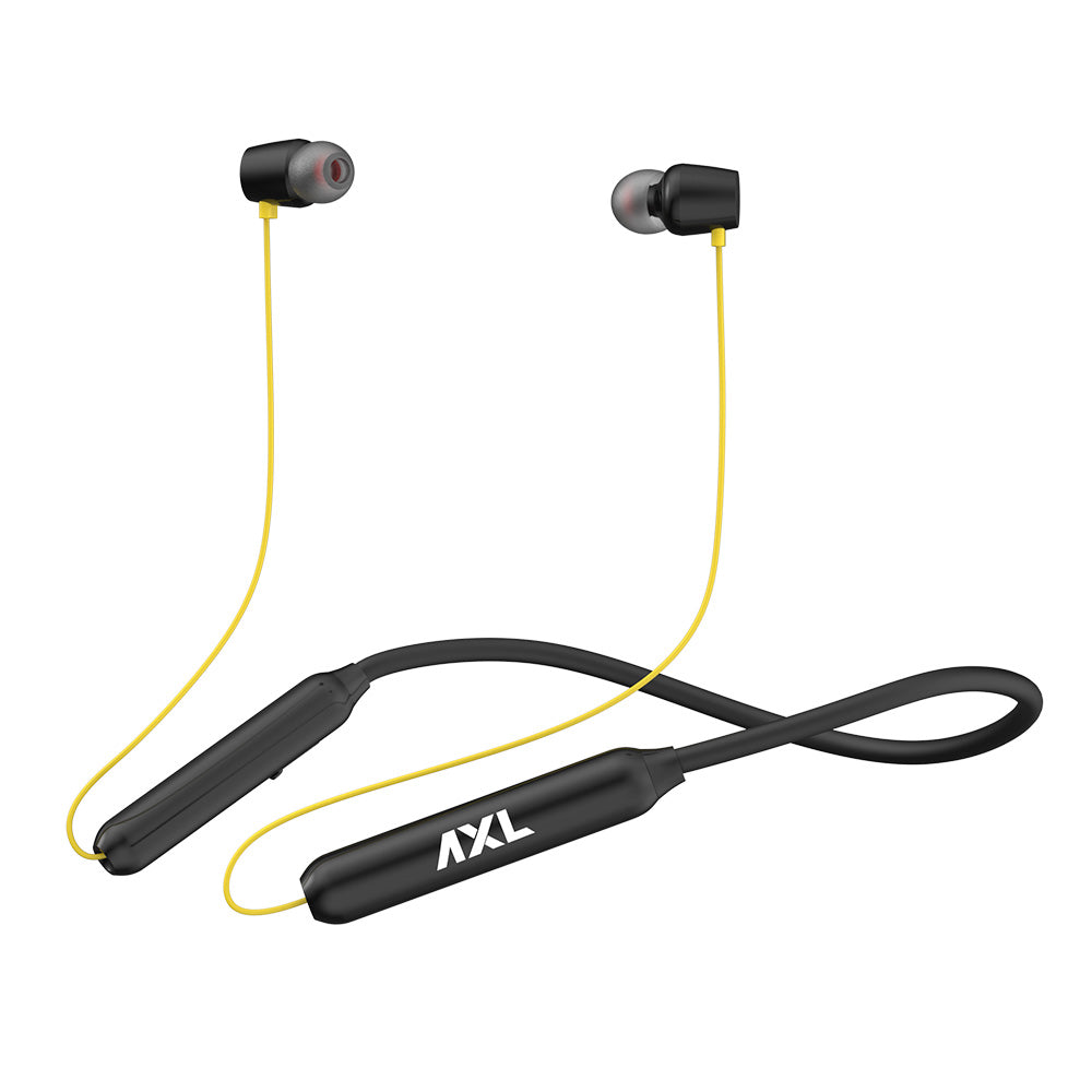 AXL NB09 Bluetooth 5.0 in Ear Neckband with Fast Charging, Up to 15 Hour Playtime, 10mm Extra Bass Drivers with HD Sound, Magnetic Earbuds