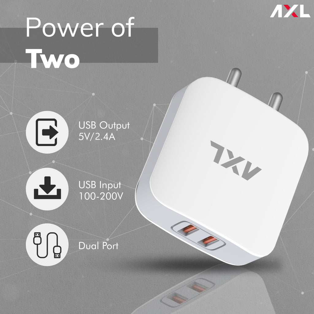 AWC24C 2.4A  Dual Output Wall Charger