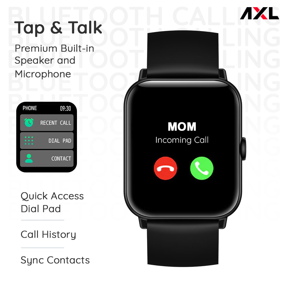 AXL Ranger BT Calling Full Touch Smart Watch with 1.80" HD Display, 7 Sports Modes | Call Notification | Up to 30 Days Battery Life