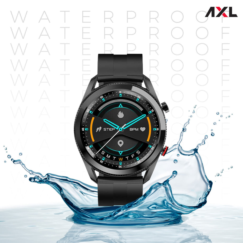 AXL Rider 1.28" Smart Watch with Call Function, Bluetooth Calling, Multi Sports Modes, Spo2 &amp; Heart Rate Monitoring, Waterproof- Jet Black