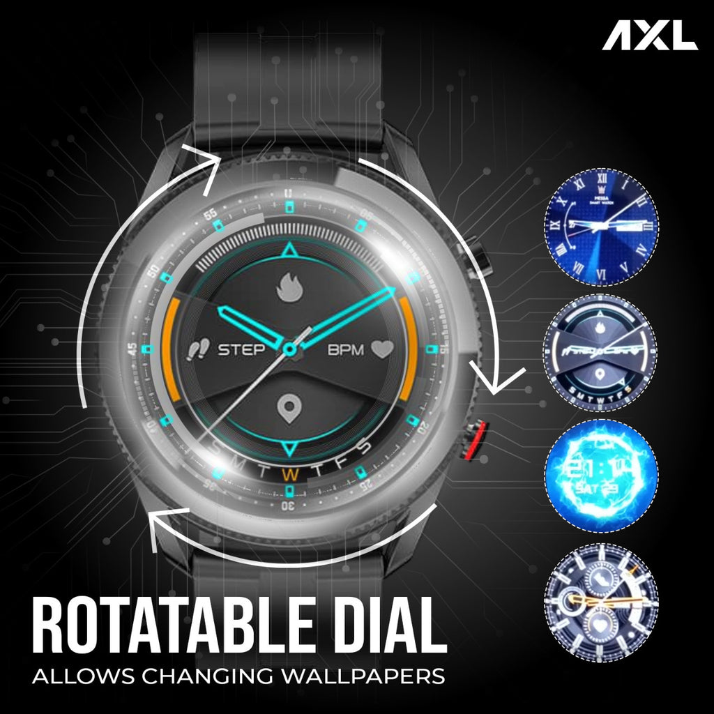 AXL Rider 1.28" Smart Watch with Call Function, Bluetooth Calling, Multi Sports Modes, Spo2 &amp; Heart Rate Monitoring, Waterproof- Jet Black