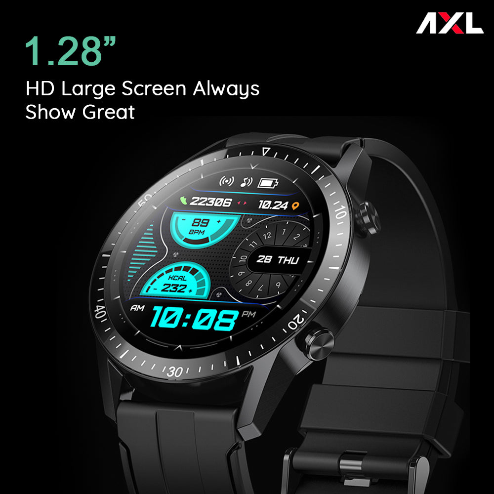 AXL X-Fit M57 Full Touch Smart Watch with BT V5.0, Calling, Multi Sports Modes with Complete Health Tracking, 10 Days of Extensive Battery, Black, Standard