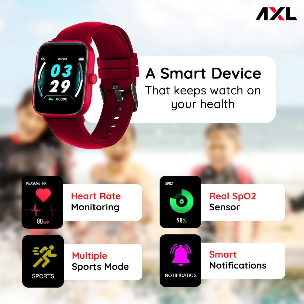 AXL Tempo Smart Watch 1.69" HD Display, Full Touch 100+ Sports Mode, Water Proof IP67