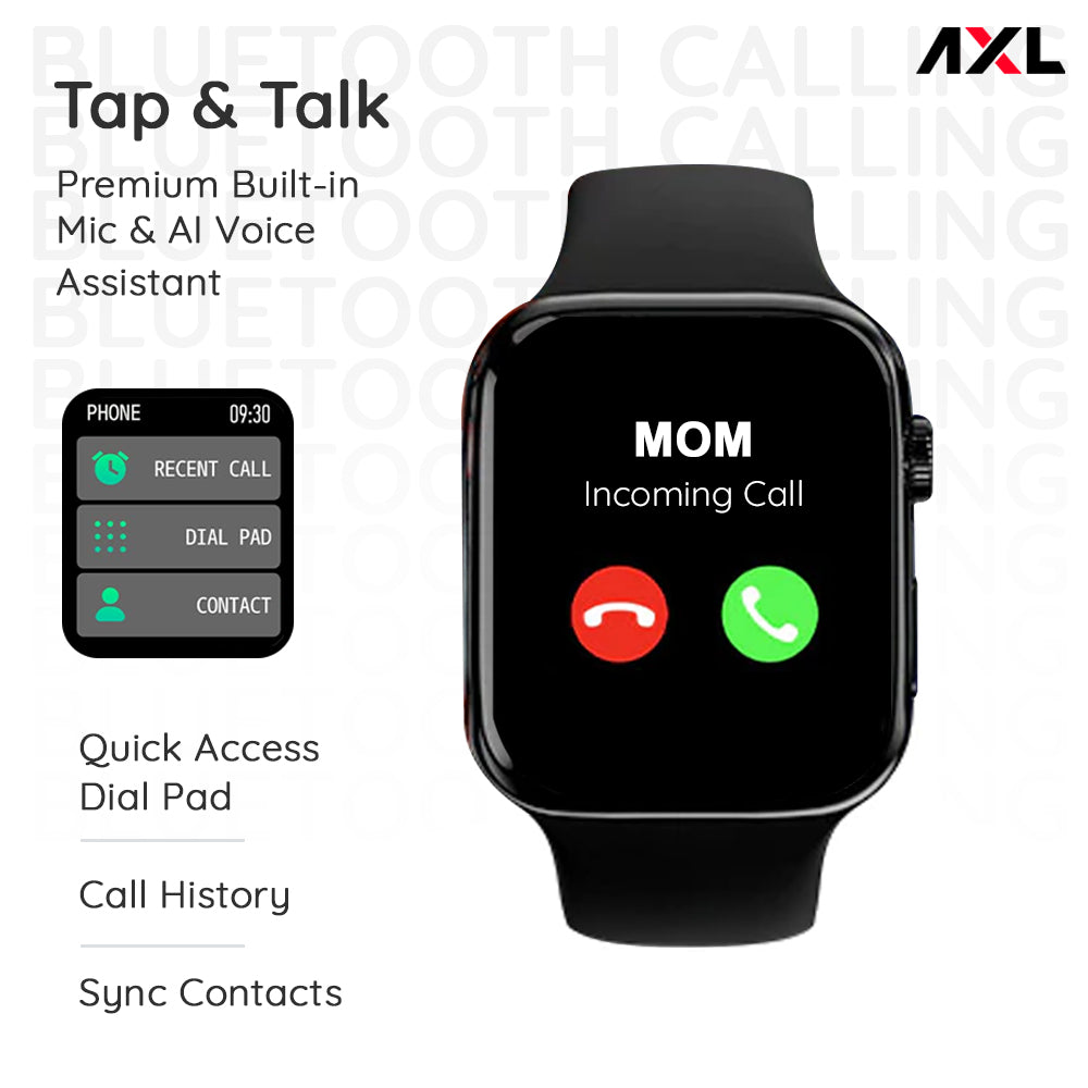 AXL TIME-O Smart watch with AI Voice Assistant , 1.87" HD Display , Multi Rotating Crown, Heart Rate & Blood Pressure Monitor for Men and  Women, Bluetooth Calling, Sleep Monitor, Oxygen Monitor, Fitness (Black)