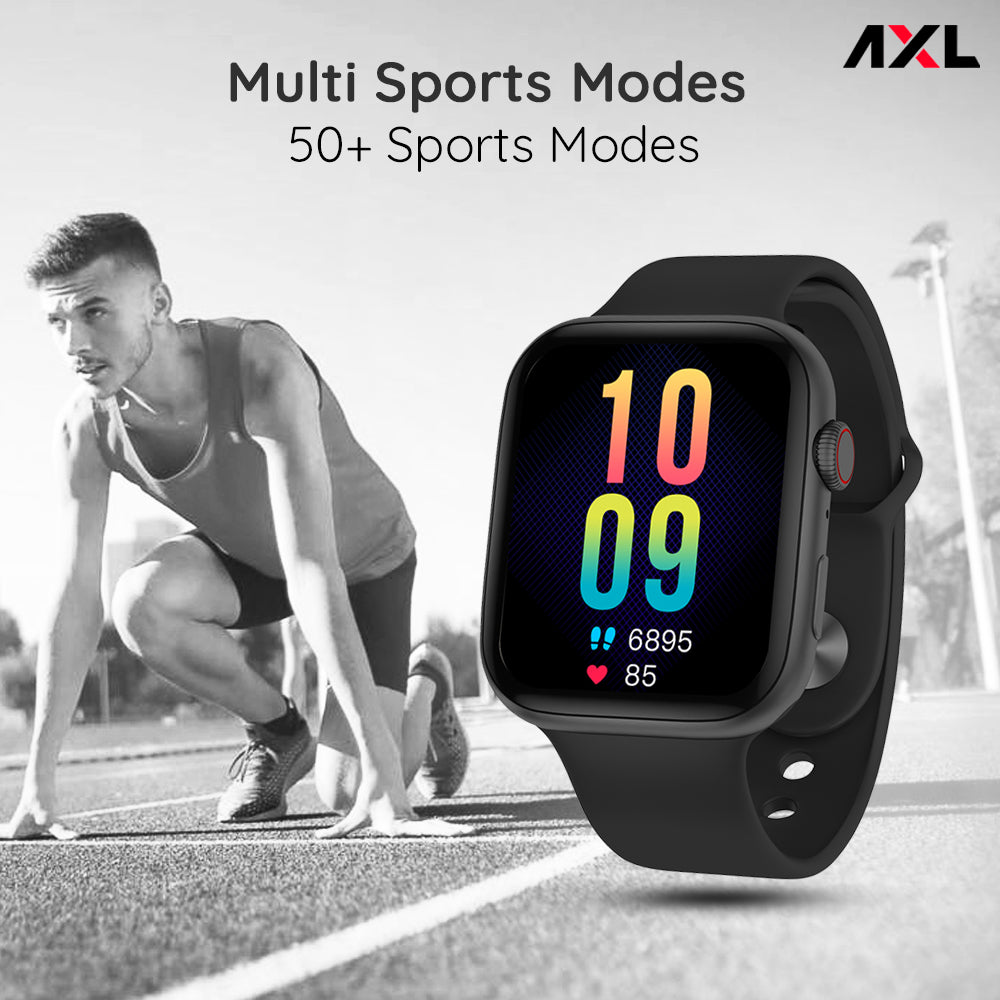 AXL TIME-O Smart watch with AI Voice Assistant , 1.87" HD Display , Multi Rotating Crown, Heart Rate & Blood Pressure Monitor for Men and  Women, Bluetooth Calling, Sleep Monitor, Oxygen Monitor, Fitness (Black)