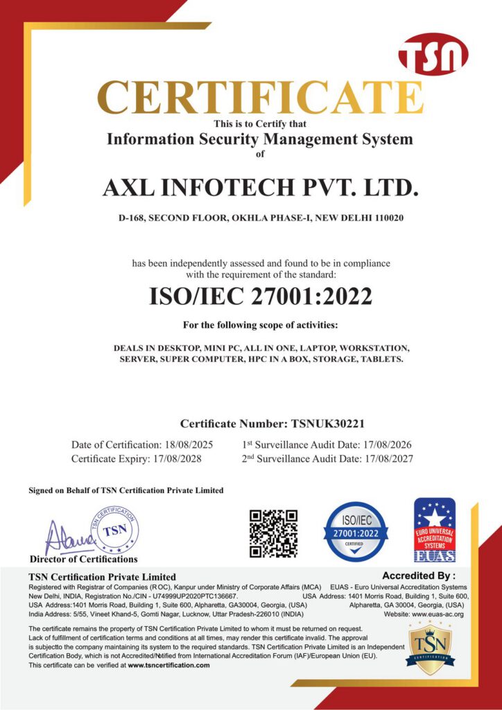 ISO/IEC 27001:2022 Information Security Management System Certificate